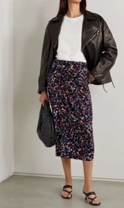 Isabel Marant Etoile Jeldia Midi Skirt Size 44 XXL AUS 16 Stretch Ruched Luxe - Picture 1 of 9