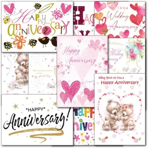 Doodlecards Pack 10x Wedding Anniversary Cards - Teddies Hearts Champagne Stars - Picture 1 of 4