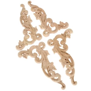 1/4pcs Wood Carved Moulding Corner Applique Unpainted Furniture Frame Onlays DIY - Picture 1 of 10
