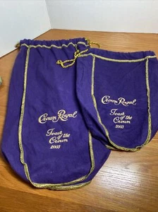 Crown Royal Toast of the Crown 2003 Purple Drawstring Collector Bags 12" & 9" - Picture 1 of 5
