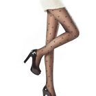 Women Heart Dot Print Pantyhose See-through Tights Stockings Lingerie