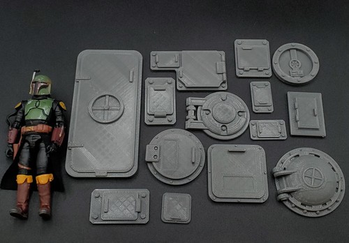 CUSTOM HATCH GREEBLES LOT 3.75" STAR WARS GI JOE FIGURE DIORAMA GREEBLE ...