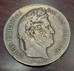 1839 K France 5 Francs - Higher Grade - Lower Mintage - Cleaned - Picture 1 of 2