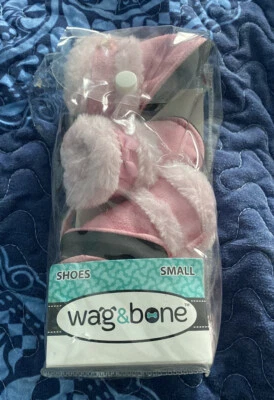 wag & hueso rosa botas para perro pequeño con ribete de piel yorkie chihuahua Foto 1 de 4