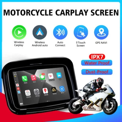 5" Touch Screen Waterproof Motorcycle Bike Navigator BT Wireless Carplay - Image 1 of 4