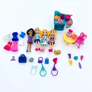x4 Muñecas Polly Bolsillo Pelo Moldeado Ropa Bolsos Zapatos Cumpleaños Accesorios Lote - Imagen 1 de 10