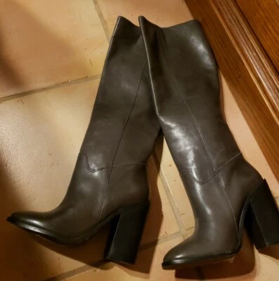 Botas hasta la rodilla Allsaints para mujer de ónix de cuero marrón topo nuevas leer  Foto 1 de 4