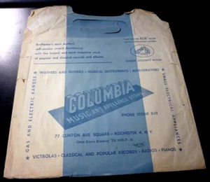 Rochester NY Record store Bag Columbia Music & Appliance 78 rpm bag early 1950s - Imagen 1 de 6