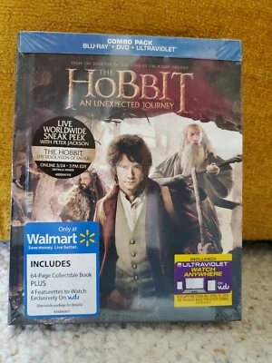 The Hobbit: An Unexpected Journey Blu-ray/DVD w/ Walmart Excl 64 Page Book! New - Image 1 of 2