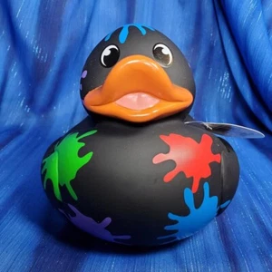 Black Painter Big Squeaker Rubber Duck Squeaky Black RETIRED NEW - Imagen 1 de 6