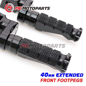 BLACK MCCP Front Foot Pegs 40mm Lower For Aprilia RSV 1000 R Mille 03-08 07 06 - Picture 1 of 8