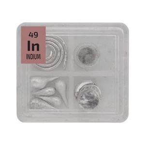 Indium Metal Wire Powder Pellets Foil Quad Element Tile Pure - Periodic Table - Picture 1 of 4