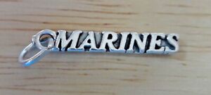 Fine Charms Sterling Silver 26x5mm says Marines USMC Marine Military 