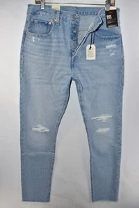 New Levi's Premium 501 S Skinny High Rise Big E Blue Jeans Womens Size 32x32 - Picture 1 of 12