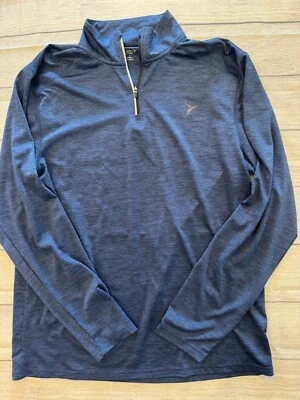 Camisa de ropa deportiva azul marino antigua para hombre grande azul 1/4 cremallera cuello alto golf atletismo Foto 1 de 4