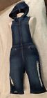 YIBER Jeans Hooded Overalls Distressed Womens Limited Edition Sz 7/8