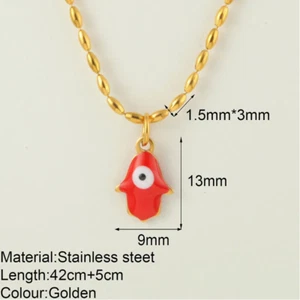 Women Necklace Red Hamsa Pendant in 304 Stainless Steel. - Bild 1 von 5