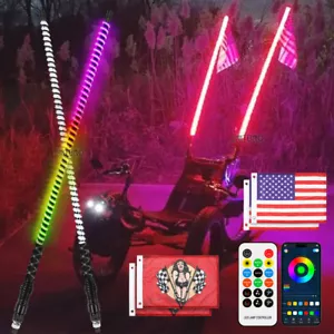 Antena de luz látigo iluminada LED con bandera y control remoto para triciclo reclinado 2x 3 ft cob rgb - Imagen 1 de 14