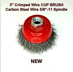 Crimped Wire Cup Brush 3" Carbon Steel Wire 5/8-11 Spindle - Picture 1 of 7