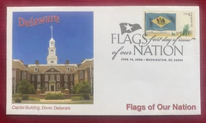 JOHN'S DEALS - US - FDC SC #4282 DELAWARE FLAGS OF OUR NATION - FLEETWOOD - 2008 - Picture 1 of 2