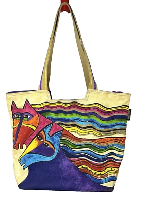 Laurel Burch Wind Spirit Large Oversized Canvas Tote Bag Shoulder Bag Beaded - Image 1 of 4
