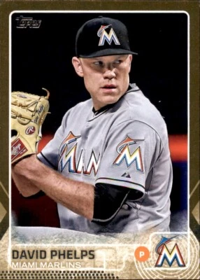 2015 Topps Update David Phelps #d /2015 Gold Parallel Insert PWE Marlins #30 - Image 1 of 2