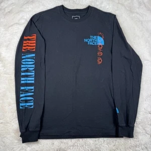 The North Face Standard Fit Long Sleeve T-Shirt Men Small Black Sleeve Spellout - Picture 1 of 9