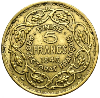 Tunisia-French Protectorate coin-5 francs francs 1946-conservation! - Image 1 of 2