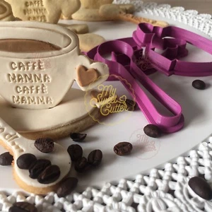Festa Mamma Tazza Caffè 3D Love Cucchiaio Formina Biscotti Cookie Cutter - Picture 1 of 3