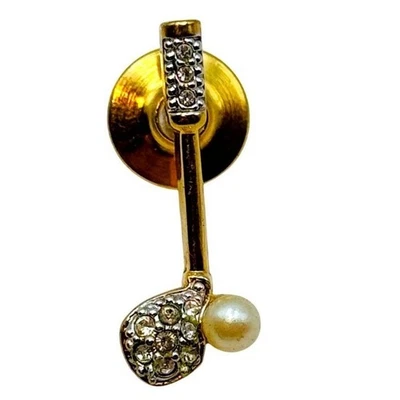 Swarovski Oro Club Ball Perla Cisne Push Pin Tie Tack Firmado Cristal Chapado en Oro Foto 1 de 4