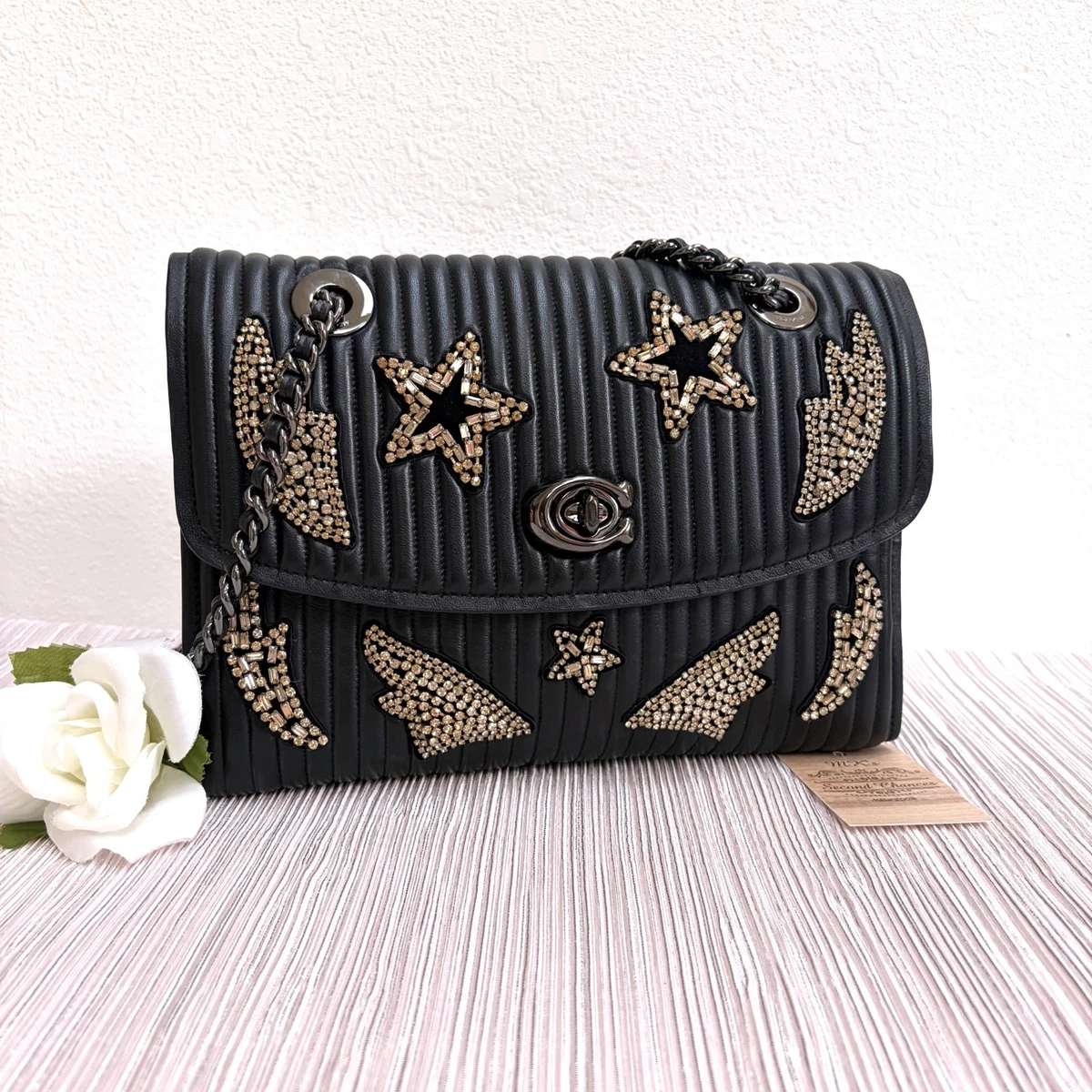 バッグ COACH Parker Chain Shoulder Bag Black COACH Parker Shoulder Bag in Patent Leather - Macy's