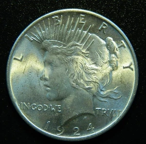 1924-P Peace Dollar UNC - VAM 1Y (Vertital Die Gouge VS) (R-5) (Lot #21-10) - Bild 1 von 3