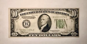 1934-A $10 Federal Reserve Note New York Ten Dollars Currency VF Condition. - Picture 1 of 2
