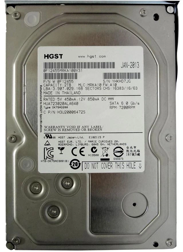HITACHI - Recertified 3.5" Internal Hard Drive SATA 6Gb/s, 2TB 7200rpm - Image 1 of 1