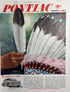 1946 Pontiac Motor Cars General Motors Another Feather Headress Vintage Print Ad - Bild 1 von 1