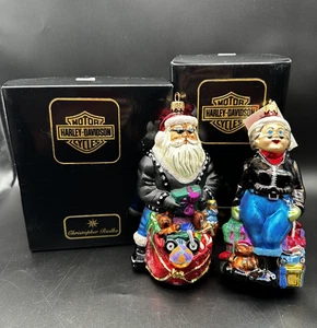 CHRISTOPHER RADKO MRS HARLEY CLAUS & HARLEY SANTA  ORNAMENT SET 99-HAR-01 - Picture 1 of 24