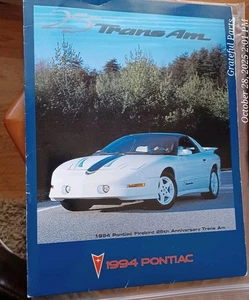 1994 Pontiac Trans Am 25th Anniversary Dealer Press Kit Auto Show - Picture 1 of 7