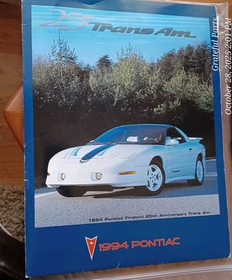 1994 Pontiac Trans Am 25th Anniversary Dealer Press Kit Auto Show - Image 1 of 4