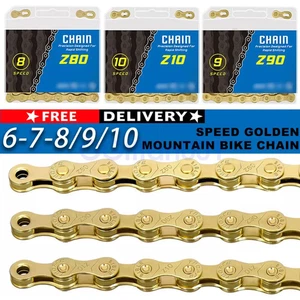 6/7/8/9/10 Speed MTB Bicycle Chain Mountain Bike Chains Road Cycling Part Gold - Picture 1 of 18