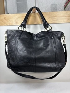 G.I.L.I. Handbag Weekender Black Leather Crossbody Bag Satchel Boho Tote Roomy - Picture 1 of 21