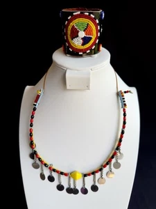 AUTHENTIC Handmade African Maasai Masai Beaded Necklace Bracelet: by Widows - Picture 1 of 9