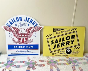 2 Sailor Jerry Rum genuine tin metal signs - Eagle & 8 Ball-Official Merchandise - Picture 1 of 19