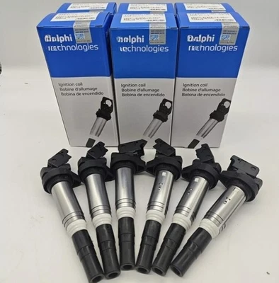 Bobina de encendido metálica Delphi OEM de 6 piezas para BMW X3 X5 325 335 535 12138616153 Foto 1 de 4