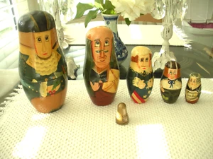 6 Colonial American Nesting Dolls Designer signiert 1992 - Bild 1 von 1