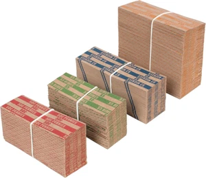 Envoltorios de rollos de monedas 500 despojados planos 200 cuartos, 100 Ea de centavo, níquel, moneda de diez centavos - Imagen 1 de 7