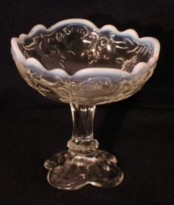 Northwood Victorian White Opalescent Intaglio Footed Jelly - Picture 1 of 2