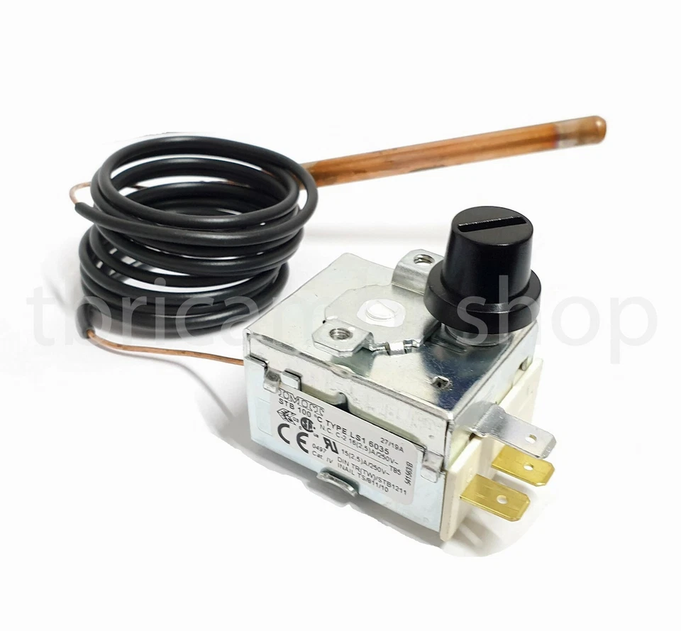 TERMOSTATO MECCANICO A RIARMO MANUALE CAPILLARE STD 100° LS1 STUFE A PELLET - Imagen 1 de 1