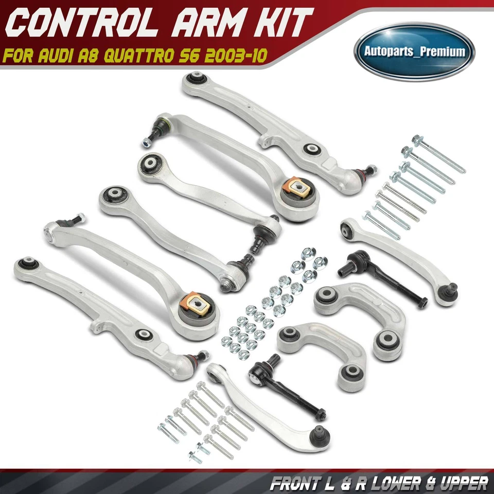 12pcs Control Arm Ball Joint Tie Rod Sway Bar Kit for Audi A8 Quattro S6 04-10 - Image 1 of 4