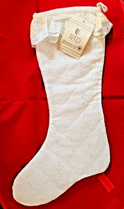 Vintage MCM Classic Weihnachten Winter weiß Ösen gepolsterter Strumpf Neu aus altem Lagerbestand Rarität! - Bild 1 von 8