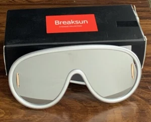 Breaksun Fashion Wave Mask Sunglasses for Women Men Oversized Silver Mirrored... - Picture 1 of 2